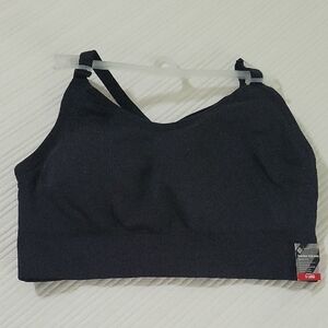 Sleek Black Sports Bra with Adjustable Straps